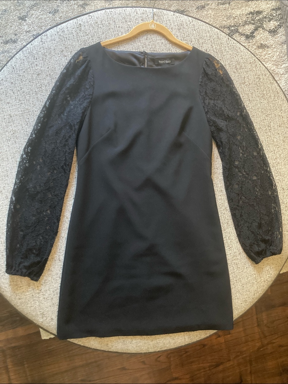 White House Black Market Black Lace-Sleeve Long Sleeve Sheath Dress